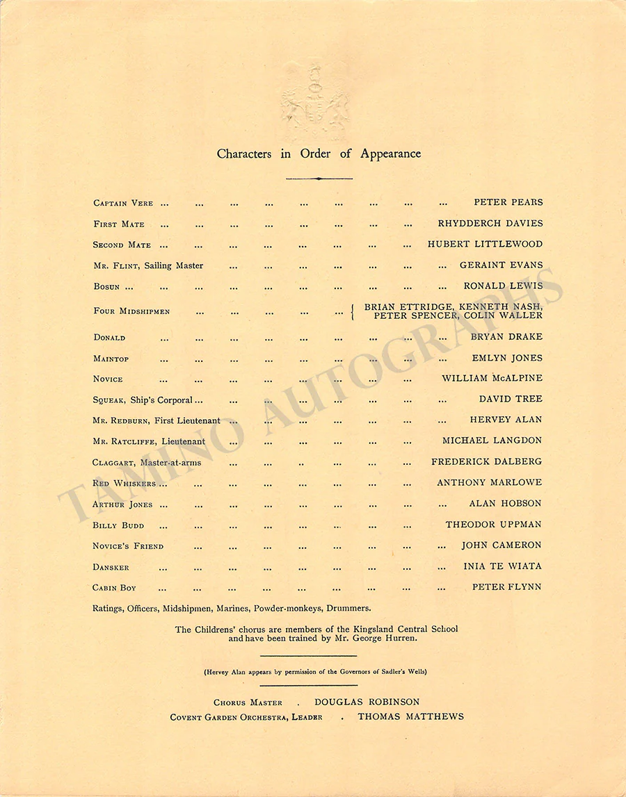 Britten, Benjamin - Billy Budd World Premiere Program 1951 - Image 2