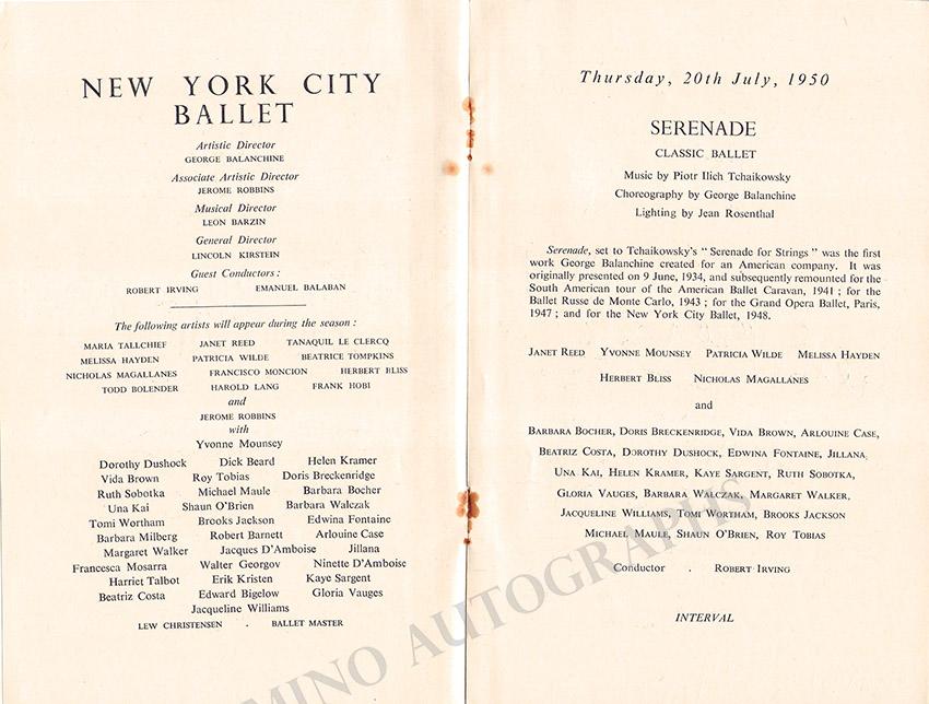 Britten, Benjamin - Balanchine, George - Pears, Peter - LeClerq, Tanaquil - Hayden, Melissa - Tallchief, Maria - Signed Ballet Program 1950 - Image 4