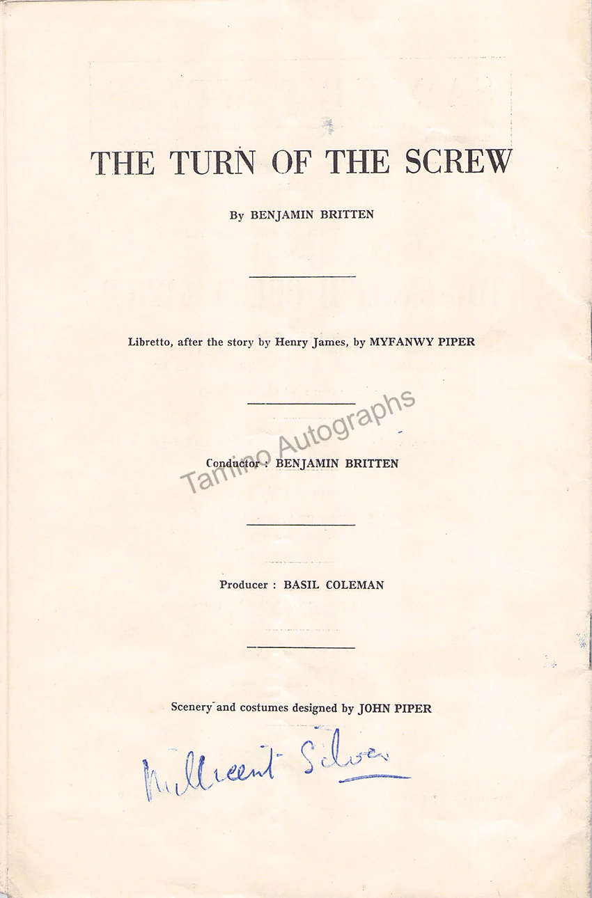 Britten, Benjamin & Others - Signed Program The Turn of the Screw 1954 - Image 2