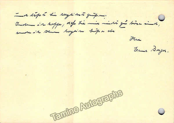Berger, Erna - Autograph Note Signed - Image 2