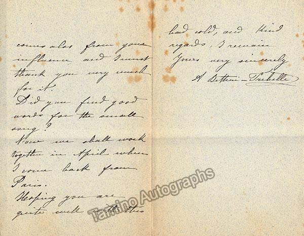 Bettini-Trebelli, Antoniette - Autograph Letter Signed 1886 + Photo - Image 2