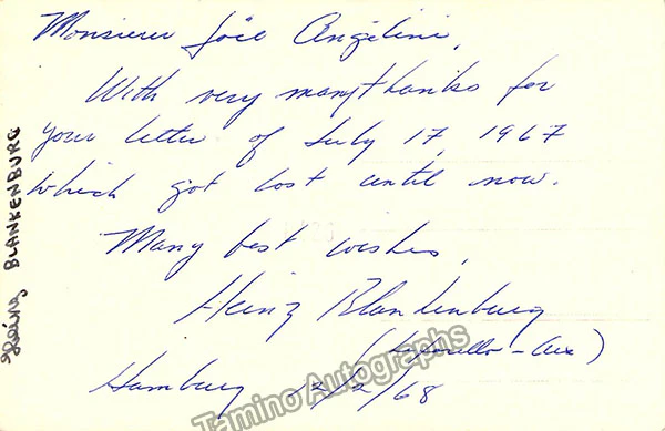 BLANKENBURG, Heinz (Various Autographs) - Image 11