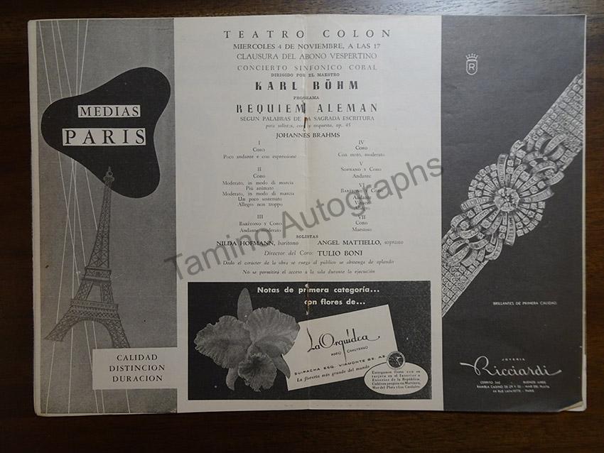 Bohm, Karl - Lot of 15 Teatro Colon Programs 1950-1965 - Image 14