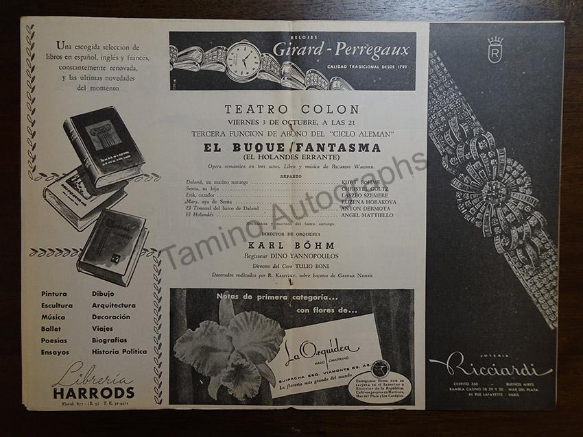 Bohm, Karl - Lot of 15 Teatro Colon Programs 1950-1965 - Image 6