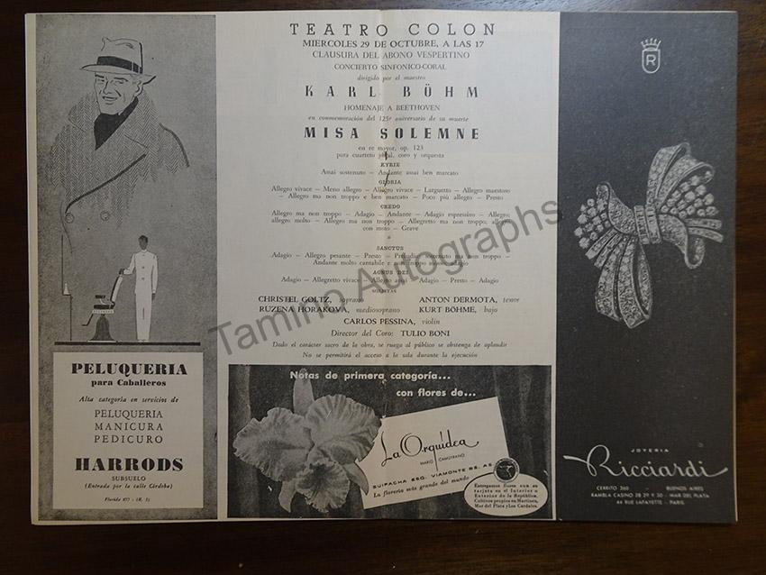 Bohm, Karl - Lot of 15 Teatro Colon Programs 1950-1965 - Image 9
