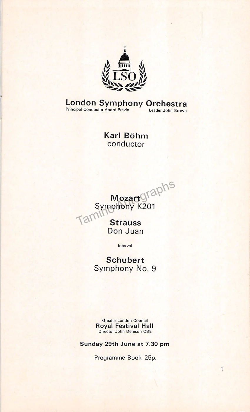 Bohm, Karl - Signed Program London 1975 - Image 2