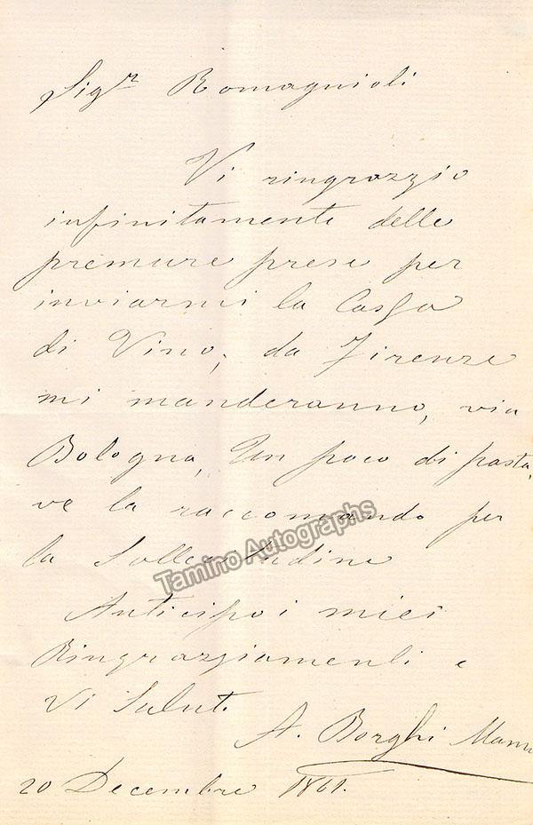 Borghi-Mamo, Adelaida - Autograph Letter Signed 1861