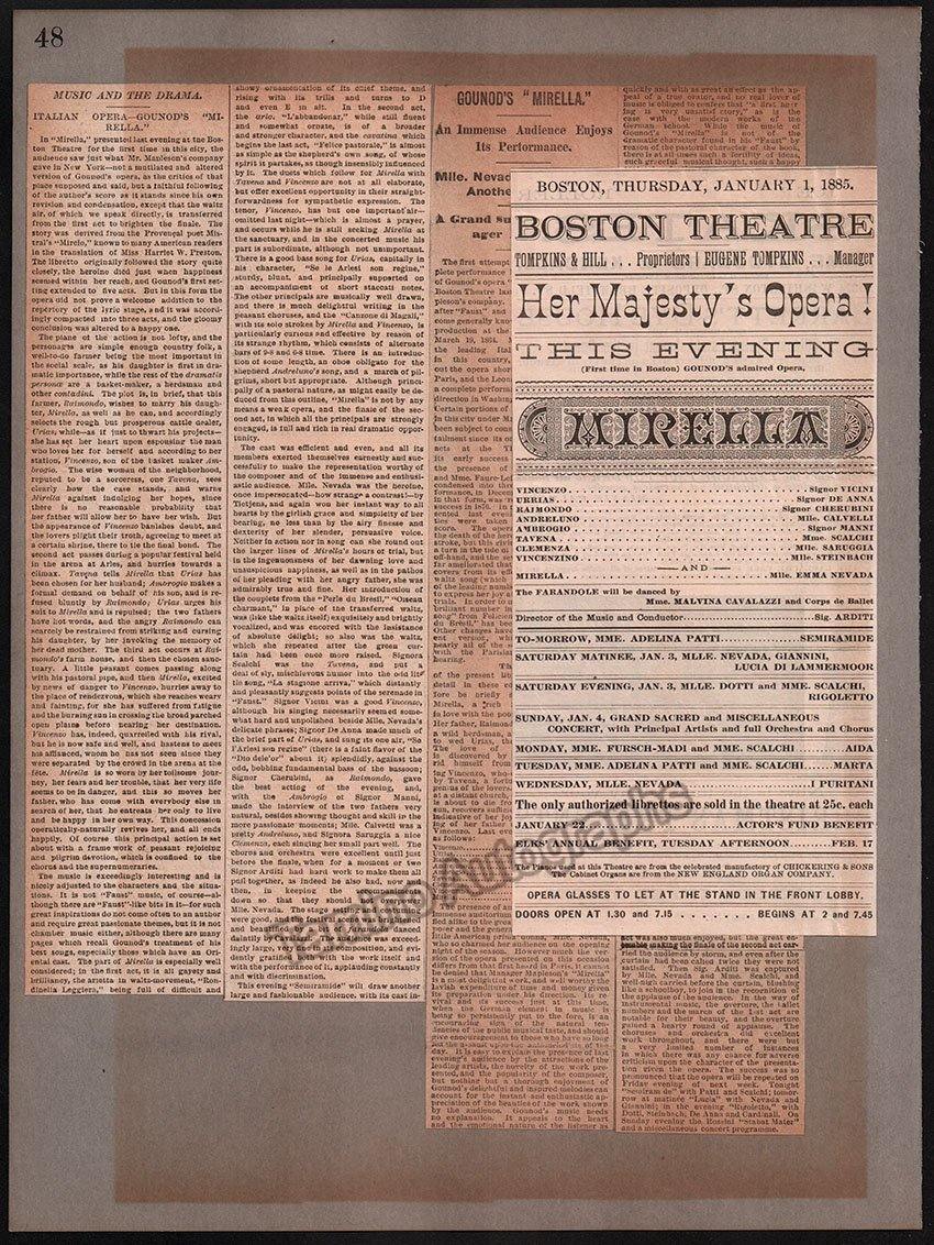 Boston Opera and Theater Album Clip Collection 1884-1890 - Image 56