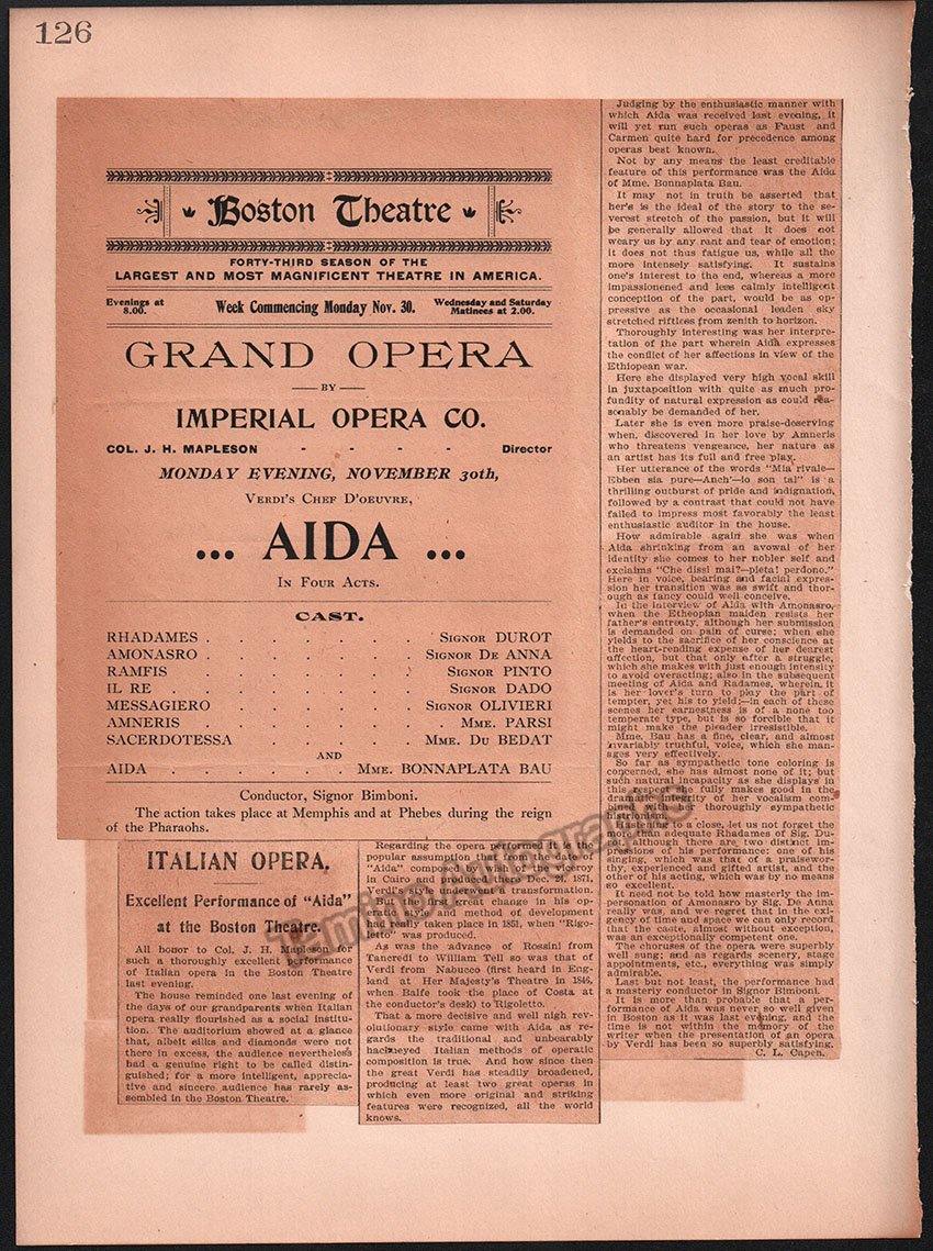 Boston Opera and Theater Album Clip Collection 1890-1898 - Image 172