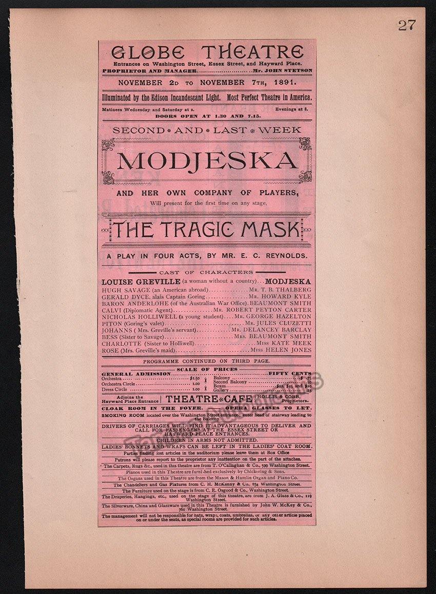 Boston Opera and Theater Album Clip Collection 1890-1898 - Image 39