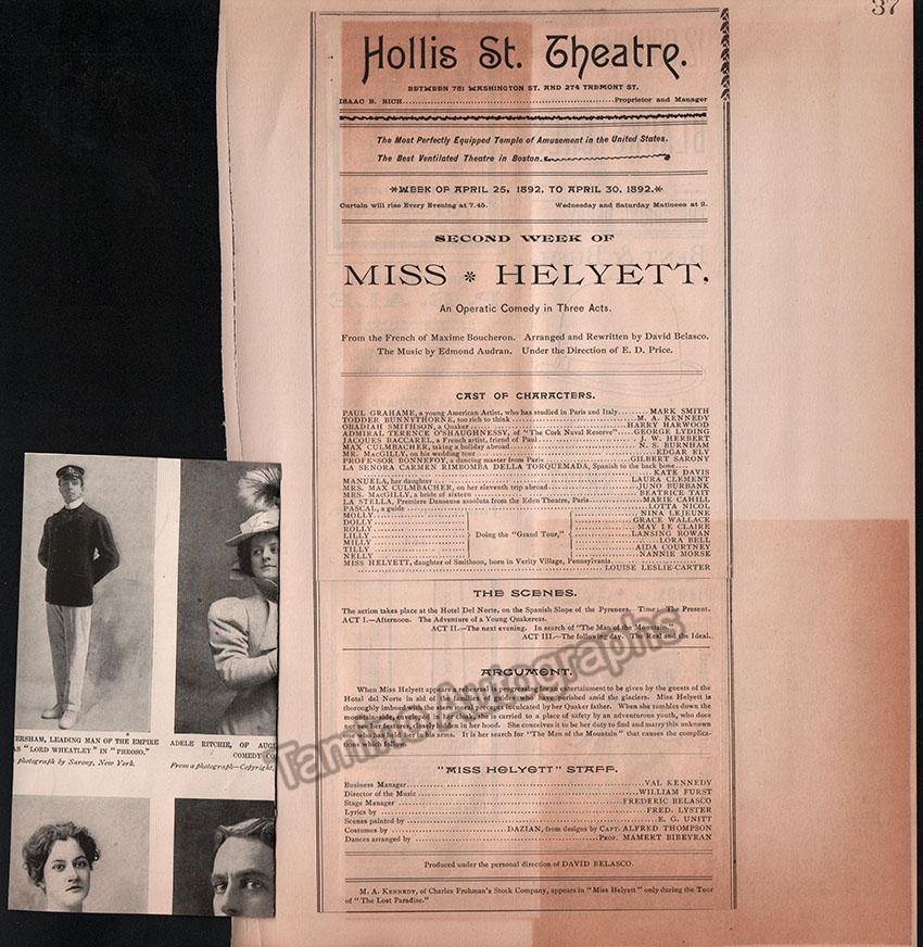 Boston Opera and Theater Album Clip Collection 1890-1898 - Image 54