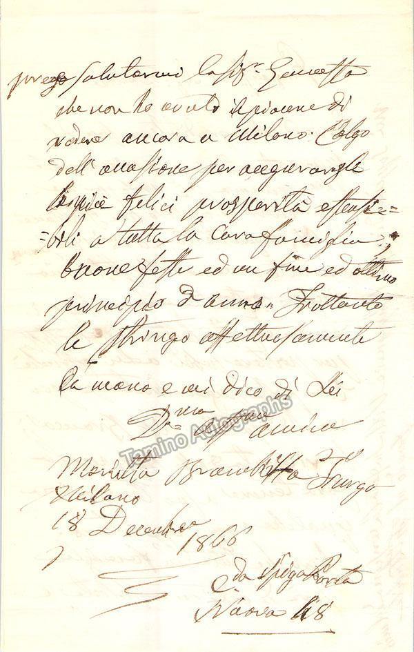 Brambilla, Marietta - Autograph Letter Signed 1866 - Image 2
