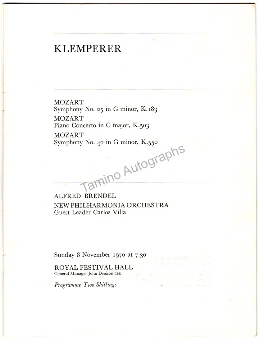 Brendel, Alfred - Signed Program London 1970 - Image 2
