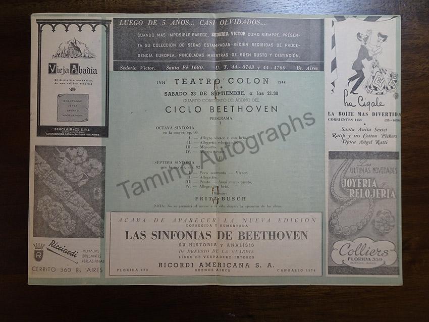 Busch, Fritz - Lot of 21 Teatro Colon Programs 1933-1945 - Image 20