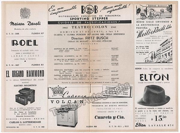 Busch, Fritz - Set of 3 Programs Teatro Colon 1941 - Image 2