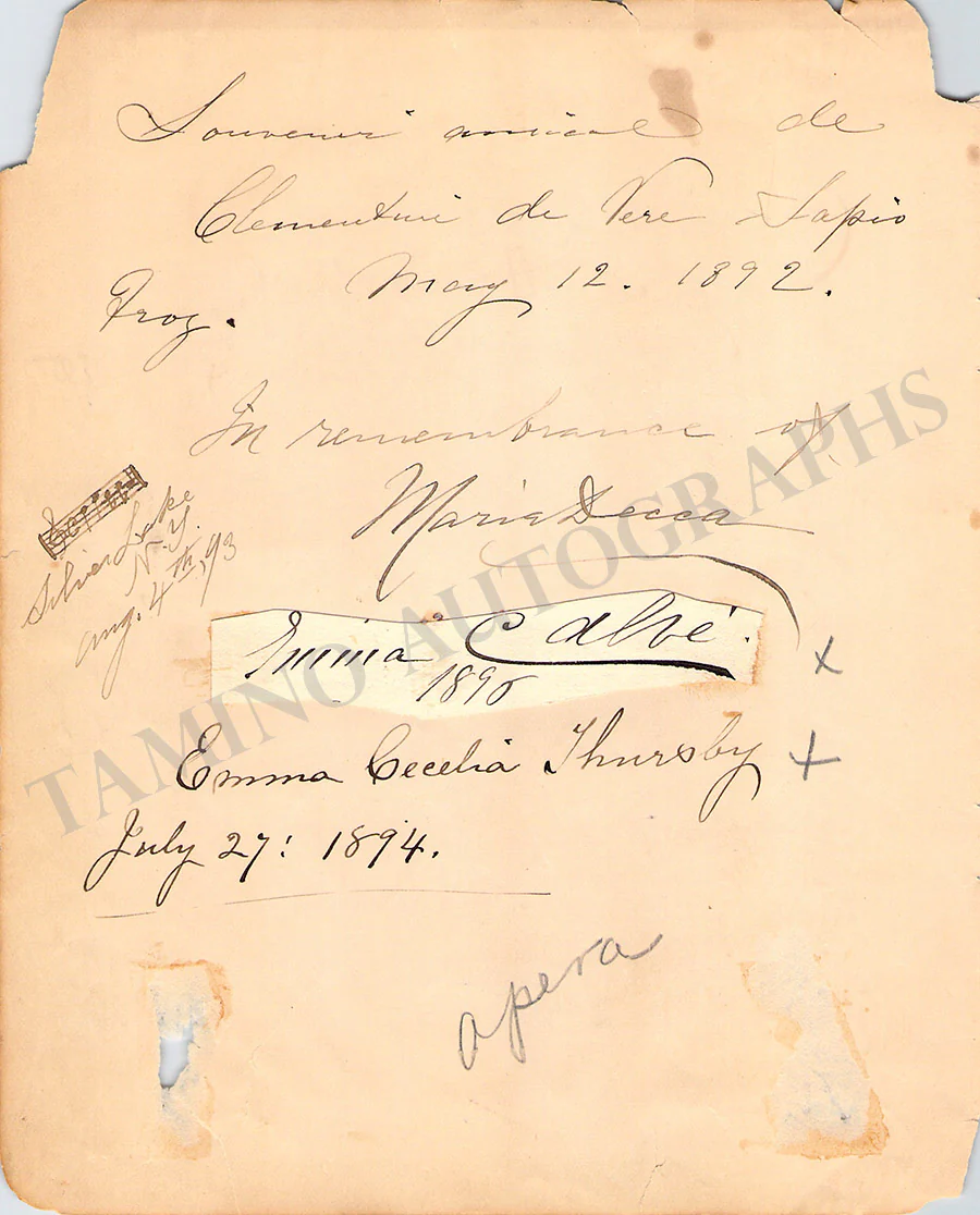 Calve, Emma - Thursby, Emma - Henschel, George & Others - Signed Album Page - Image 2