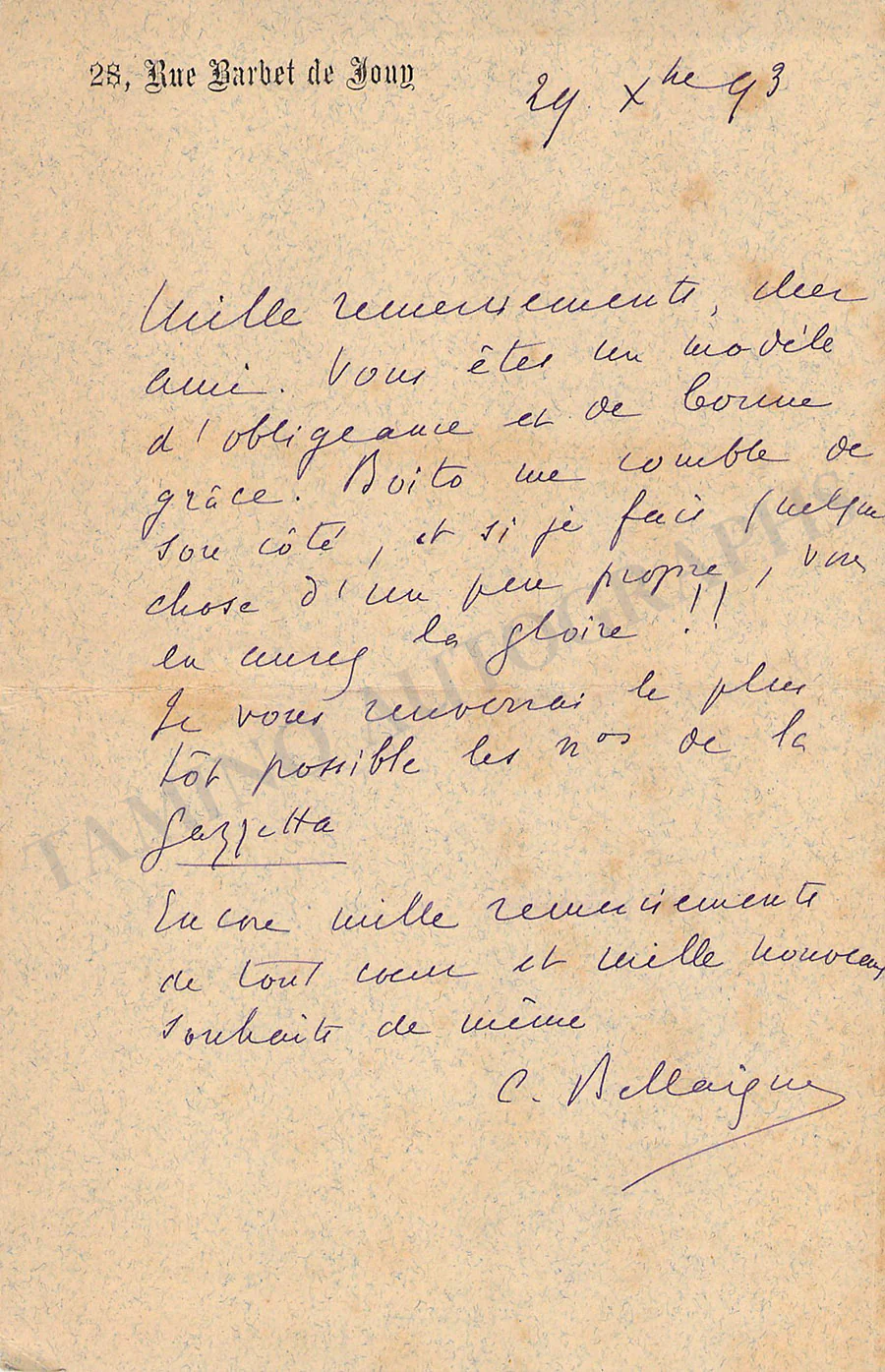 Bellaigue, Camille - Set of 18 Autograph Letters Signed - Image 18