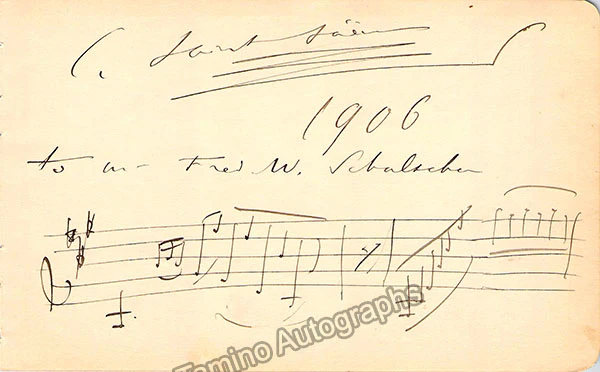 Saint-Saens, Camille - Autograph Music Quote Signed 1906
