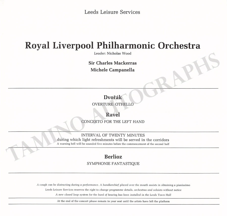 Campanella, Michele - Mackerras, Charles - Signed Program Leeds 1987 - Image 4