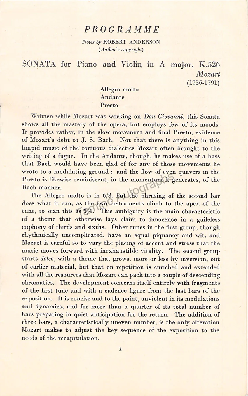 Campoli, Alfredo - Dohnanyi, Ernst von - Double Signed Program Edinburgh 1956 - Image 3