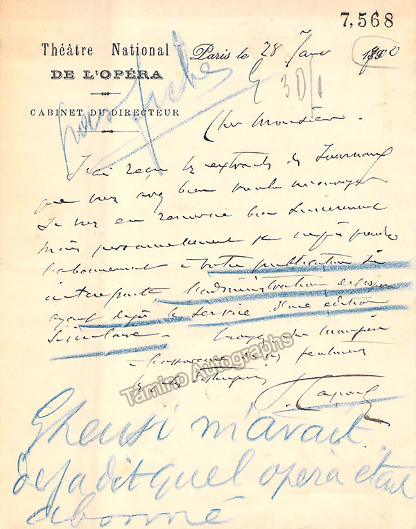 Capoul, Victor - Autograph Note Signed 1890