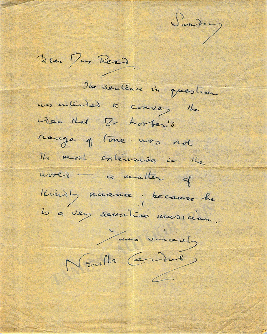 Cardus, Neville - Autograph Letter Signed