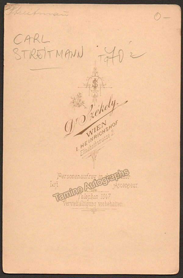 Streitmann, Carl - Signed Cabinet Photo 1899 - Image 2