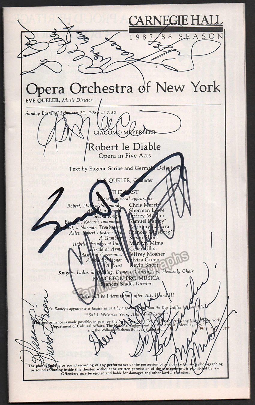 Carnegie Hall - Signed Opera Programs 1988-2000 (Various Autographs) - Image 4