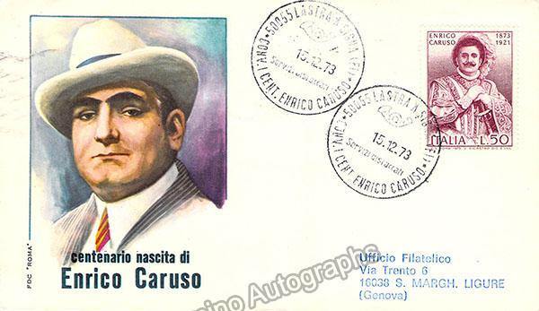 Caruso, Enrico - Signed Postcard + Centennial Stamps celebrating the 100th anniversary of his birth - Image 3