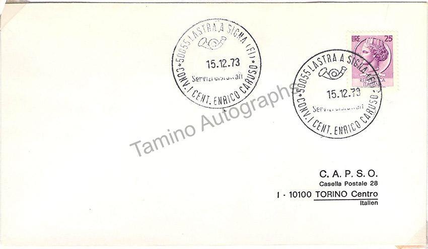Caruso, Enrico - Signed Postcard + Centennial Stamps celebrating the 100th anniversary of his birth - Image 4