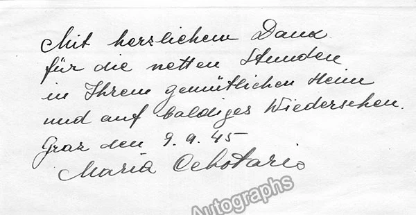 Cebotari, Maria - 1 Autograph Letter Signed + 1 Autograph Note Signed + Program - Image 2