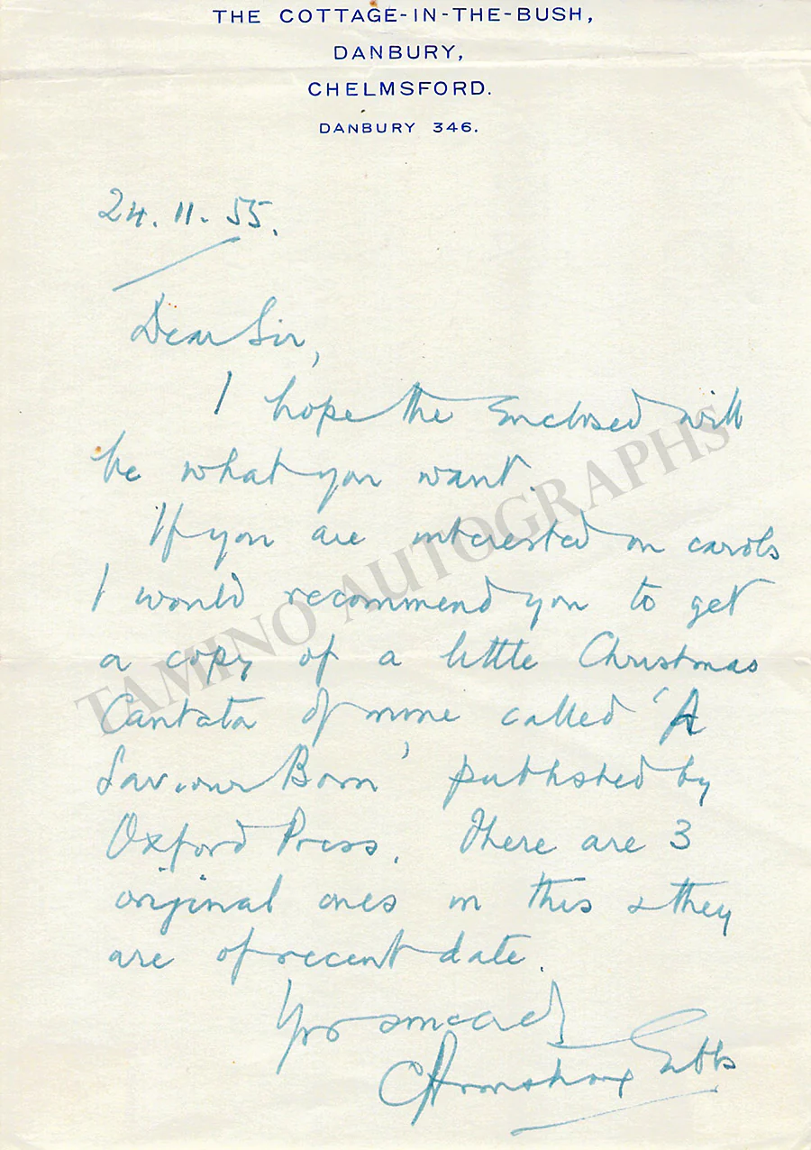 Armstrong Gibbs, Cecil - Autograph Letter Signed 1955