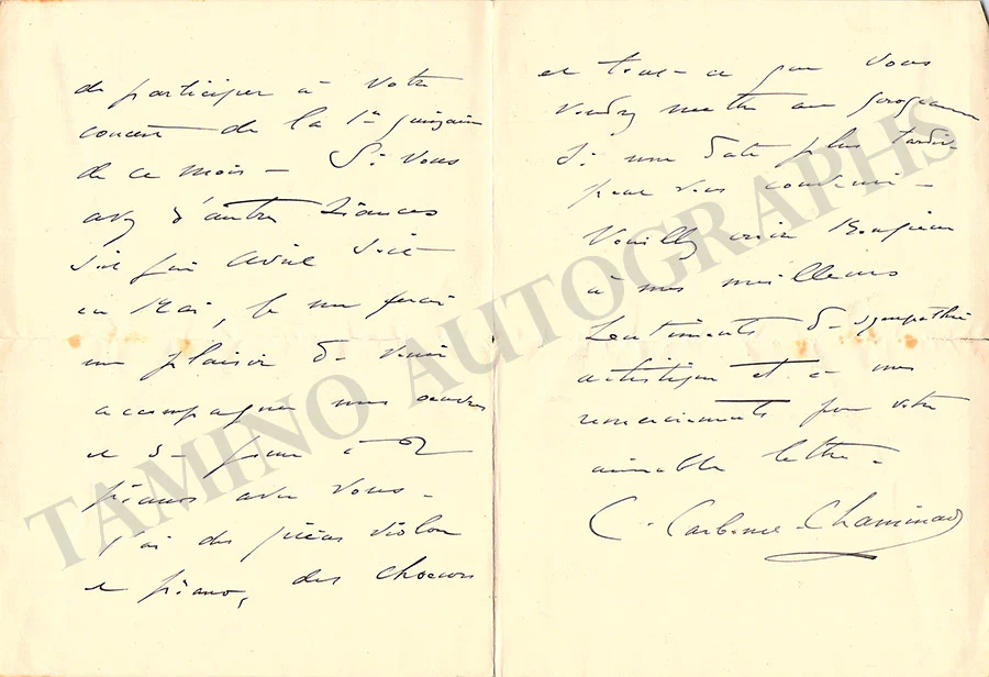 Chaminade, Cecile - Autograph Letter Signed - Image 2