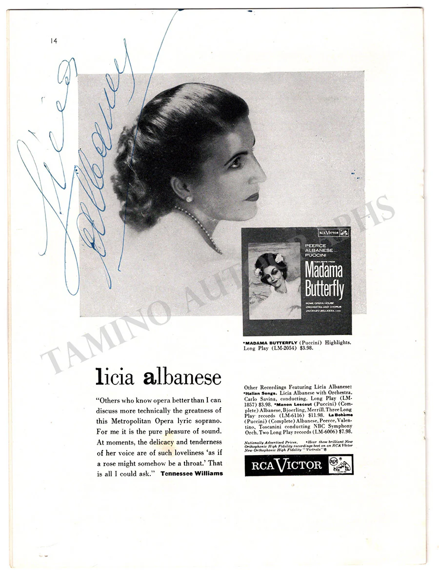 Valletti, Cesare - Albanese, Licia - Signed Program New York 1957 - Image 4