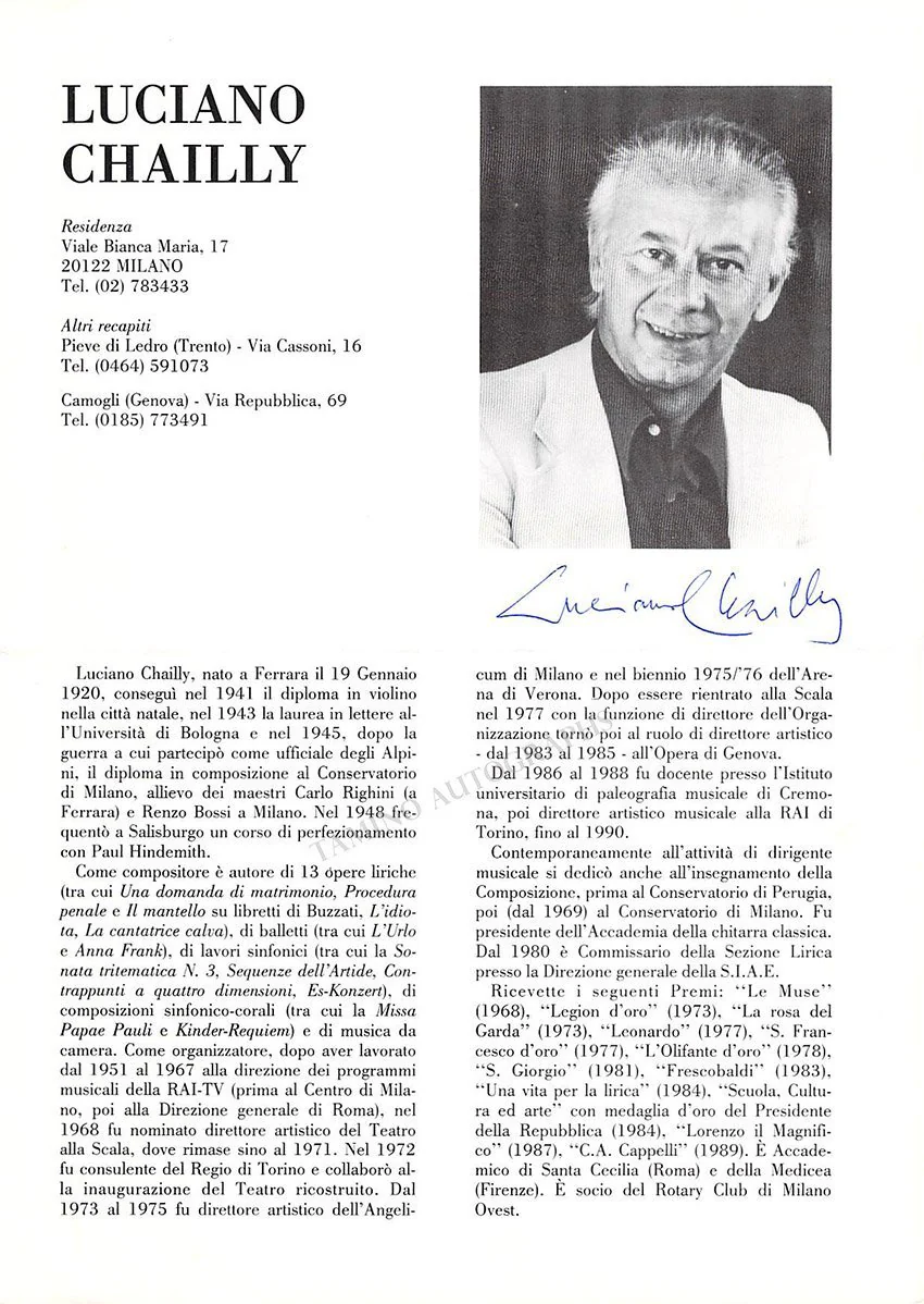 Chailly, Luciano - Autograph Music Quote Signed - Image 2