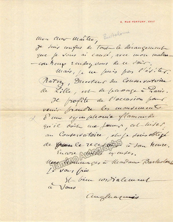Chapuis, Auguste - Autograph Letter Signed