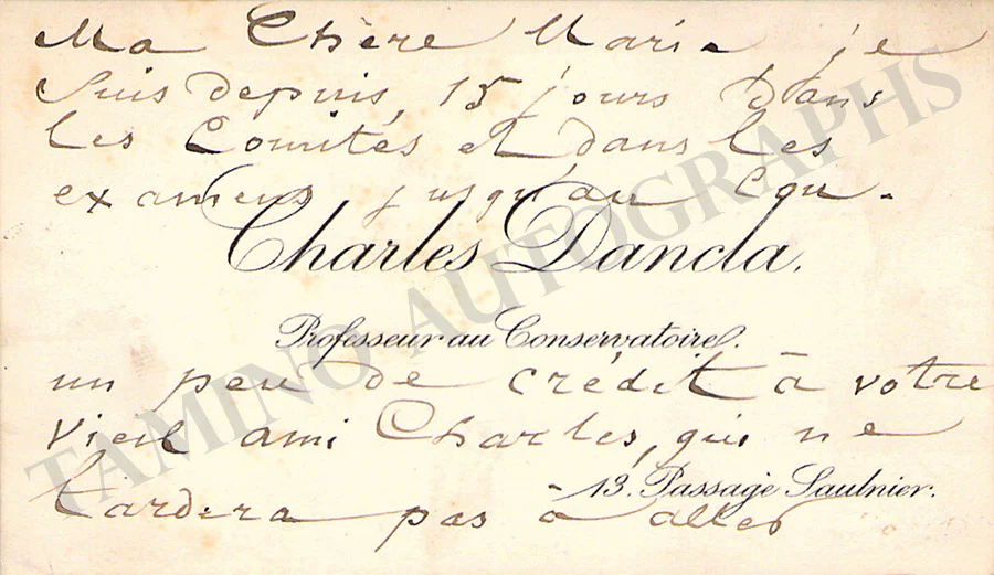 Dancla, Charles - Set of 5 Autograph Visiting Cards - Image 7