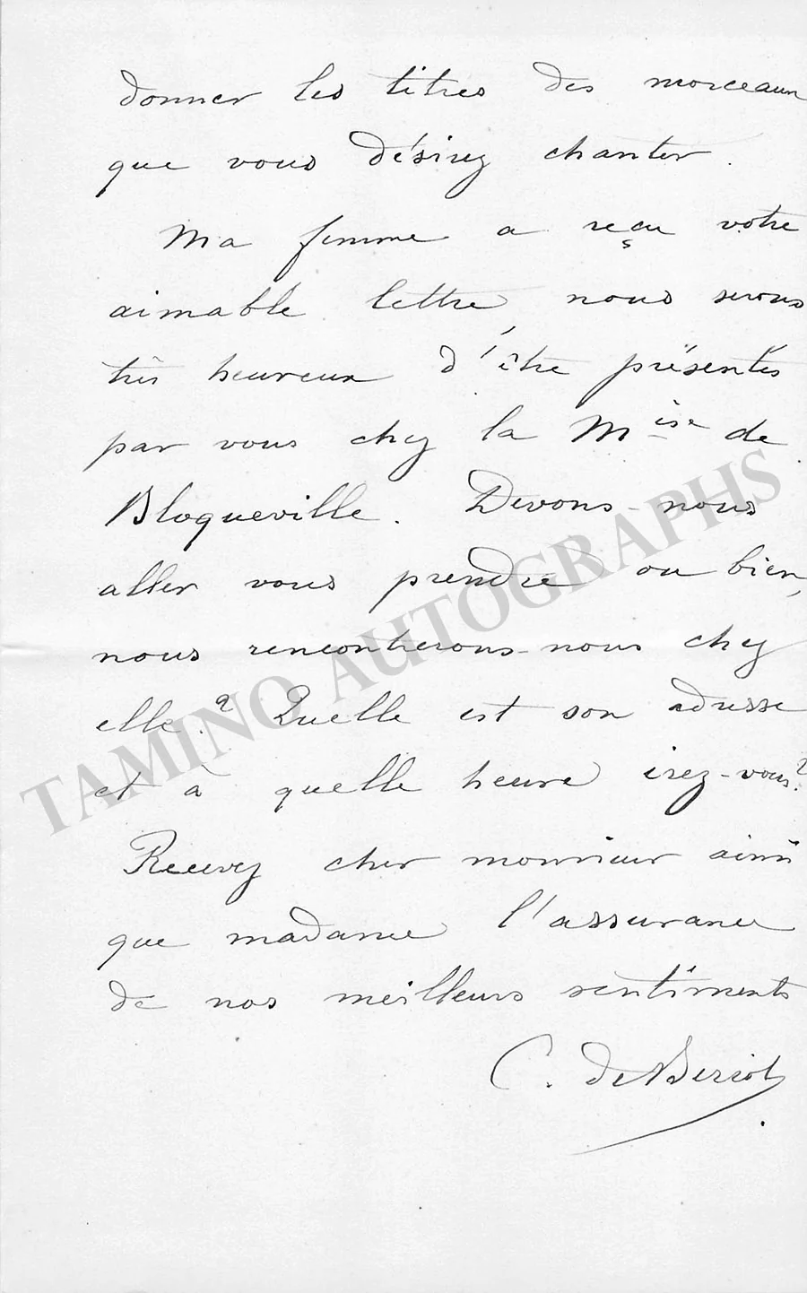 De Beriot, Charles - Set of 5 Autograph Letters Signed - Image 6