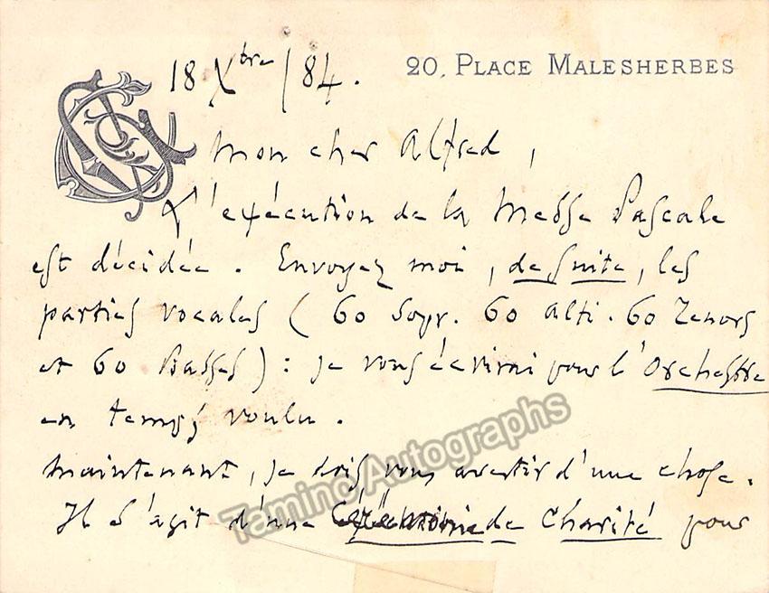 Gounod, Charles - Signed Photo 1865 + Autograph Letter Signed 1884 - Image 3
