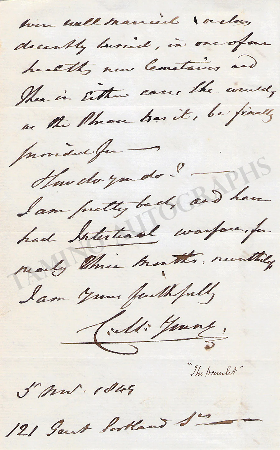 Young, Charles Mayne - Autograph Letter Signed 1849 - Image 2
