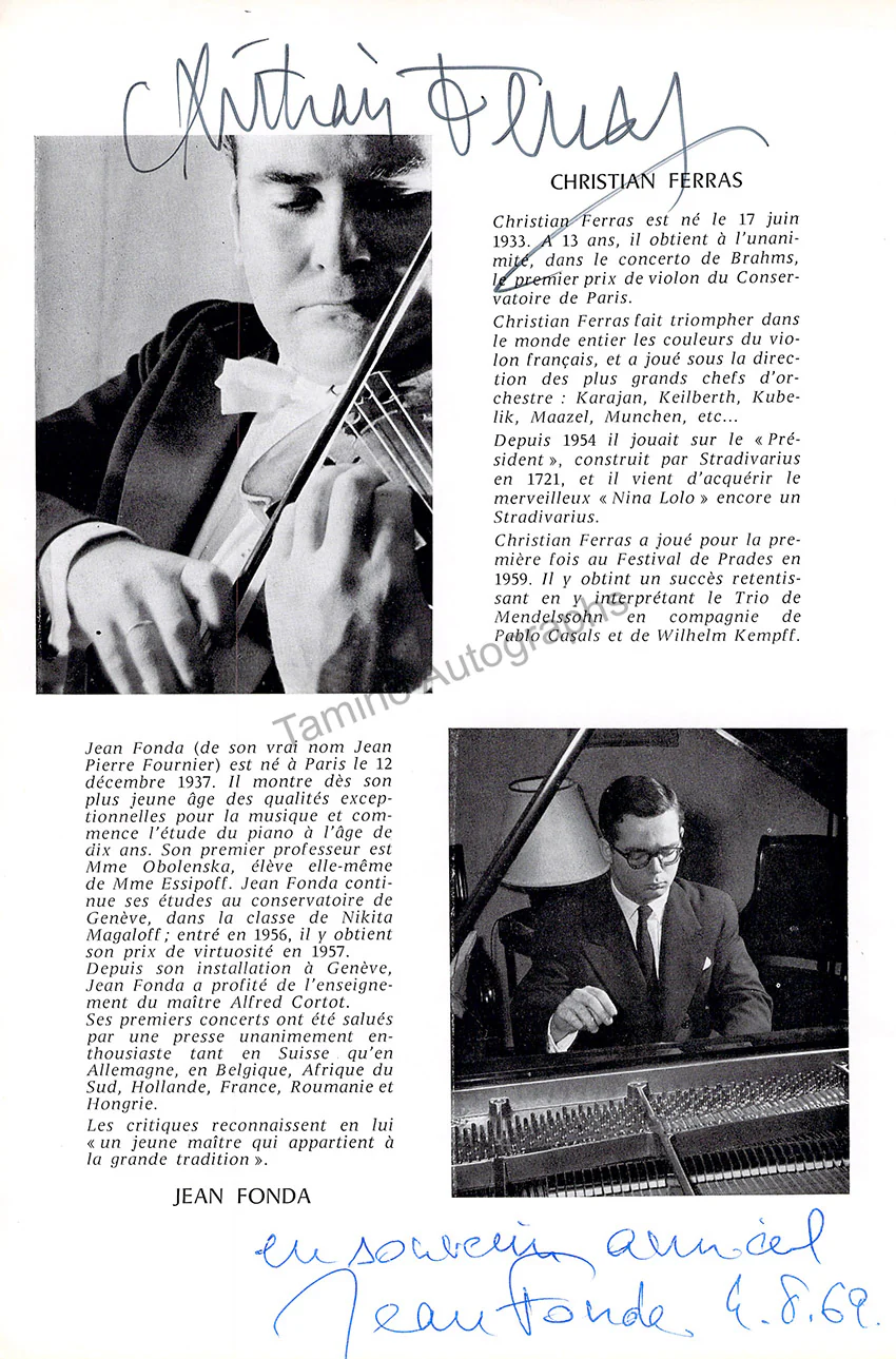 Ferras, Christian - Entremont, Philippe & Others - Signed Program Page