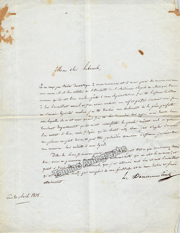 Cinti-Damoreau, Laure - Set of 2 Autograph Letters Signed - Image 2
