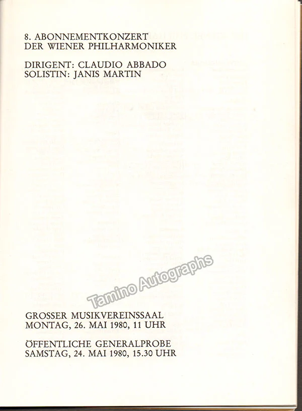 Abbado, Claudio - Martin, Janis - Signed Program Vienna 1980 - Image 3