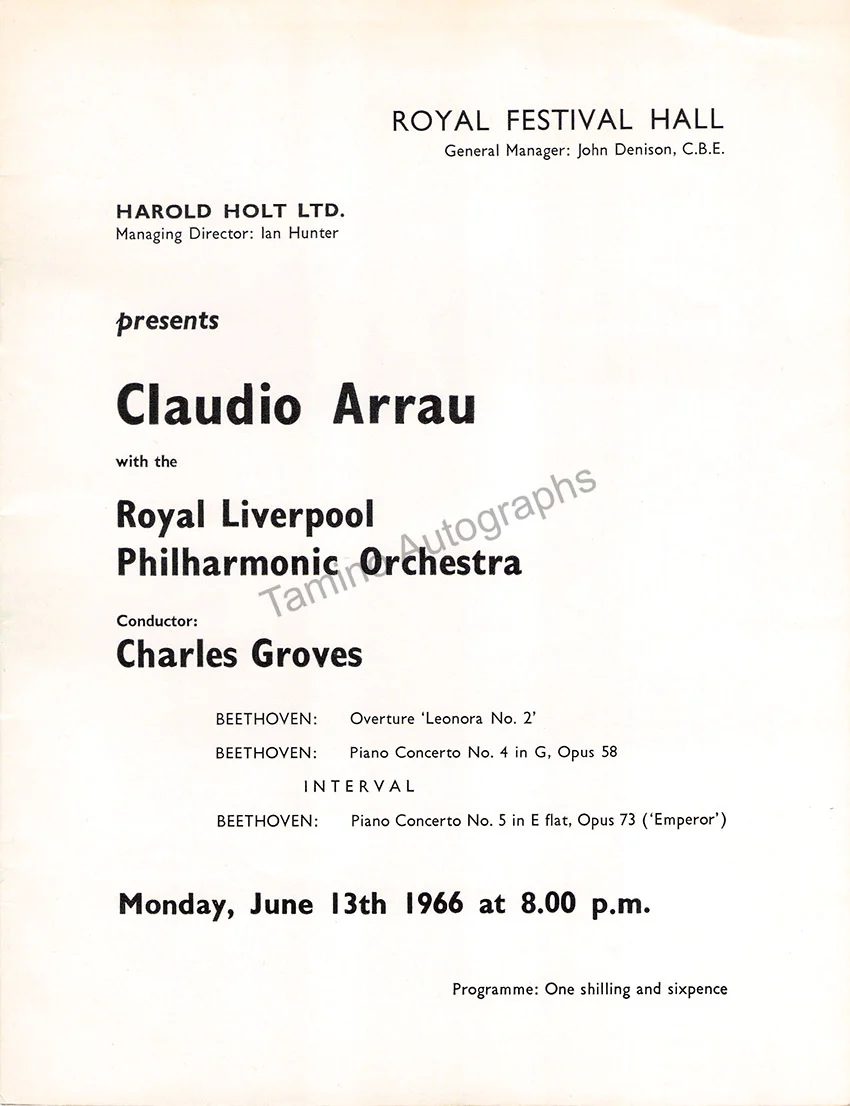 Arrau, Claudio - Signed Program London 1966 - Image 3