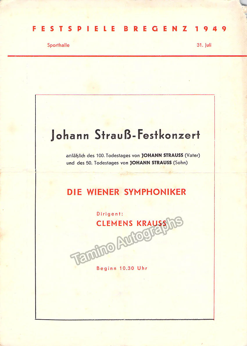 Krauss, Clemens - Concert Program Bregenz 1949