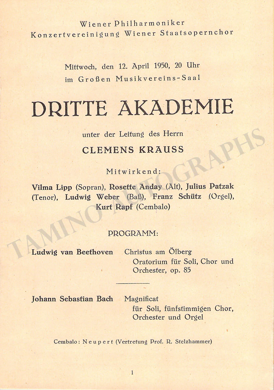 Krauss, Clemens - Set of 18 Concert Programs - Image 3