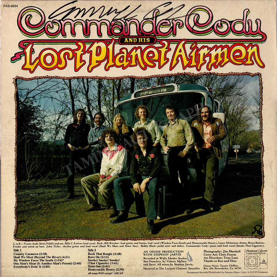 Commander Cody - Signed LP Record Sleeve - Image 2