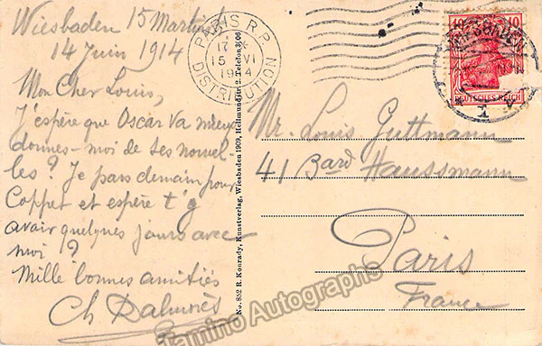 Dalmores, Charles - Autograph Note Signed + Photo as Nicias in Thais - Image 2