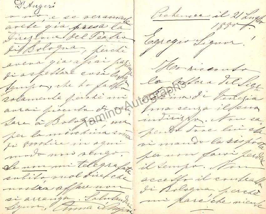 D'Angeri, Anna - Autograph Letter Signed