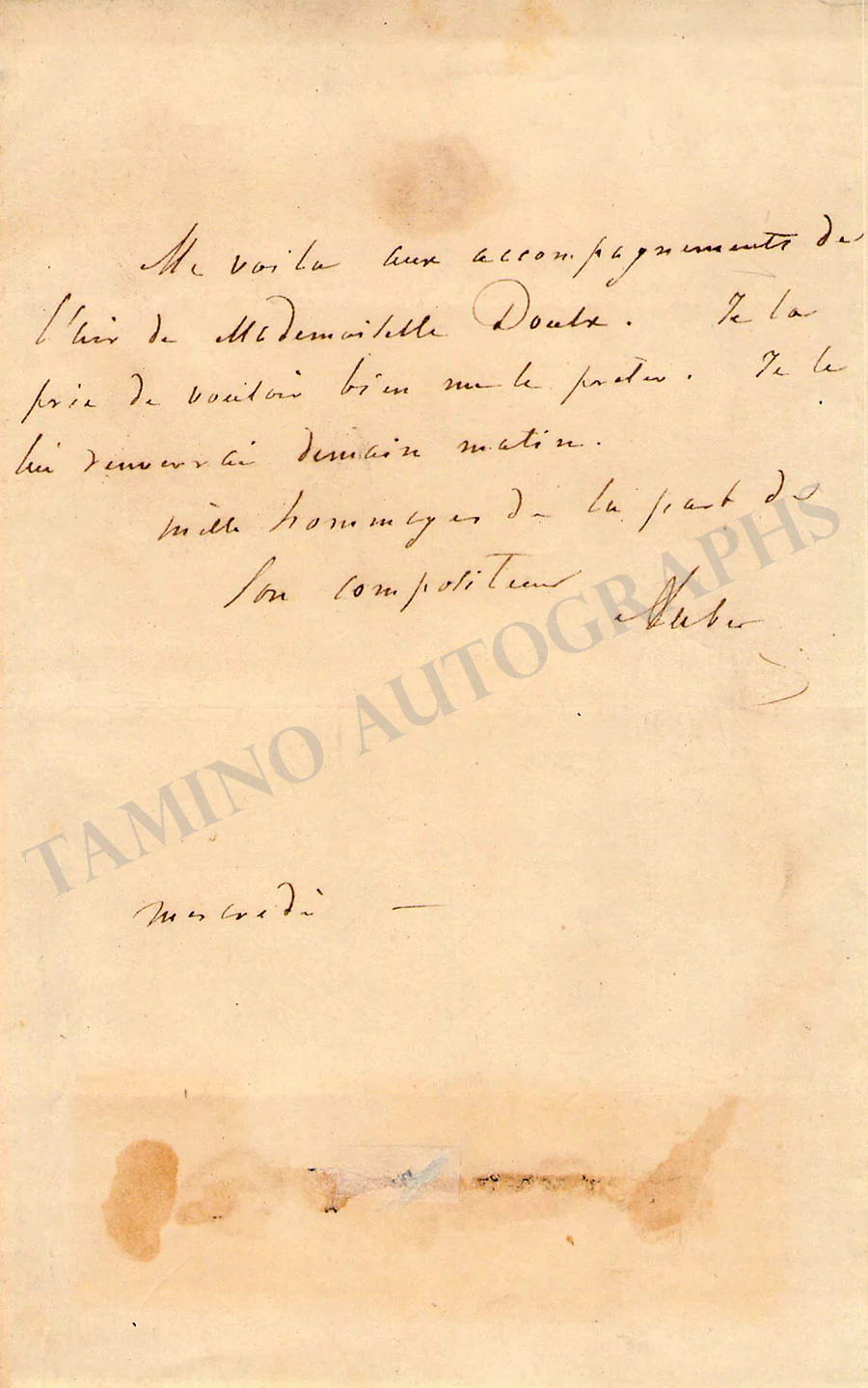 Auber, Daniel - Autograph Manuscripts (Various Options) - Image 4